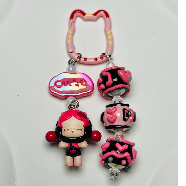 ใหม่ของแท้ POP Seated น่ารัก Grain Hand-Painted ลูกปัดโทรศัพท์มือถือจี้ Key Chain ขนาดเล็ก Slip-On ฟรีปะเก็นโทรศัพท์มือถือ