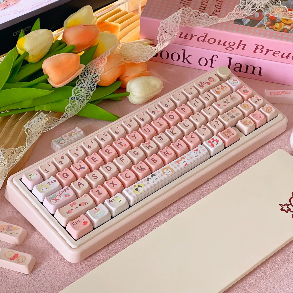 ปาร์ตี้ แมวแมว Keycaps 140 คีย์ MAO ความสูง PBT วัสดุ ระเหิดความร้อนห้าด้าน Keycap แป้นพิมพ์เครื่องกล บุคลิกภาพ ระดับพรีเมี่ยม ความคิดสร้างสรรค์ สีชมพู keycaps พอดีกับ 61/68/75/84/87/96/98/104/108