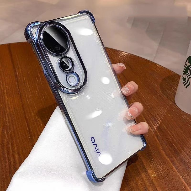 สําหรับ Vivo V40 5G v40 Pro 2024 ปลอกนุ่มโปร่งใสถุงลมนิรภัยกันกระแทกพร้อมฟิล์มเลนส์เคสโทรศัพท์
