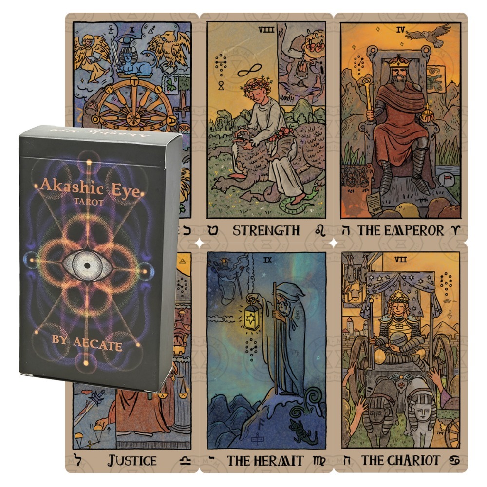 Akashic Eye Tarot 12*7 ซม.78 ชิ้นไพ่ทาโรต์พร้อมดาดฟ้าภาพย้อนกลับ
