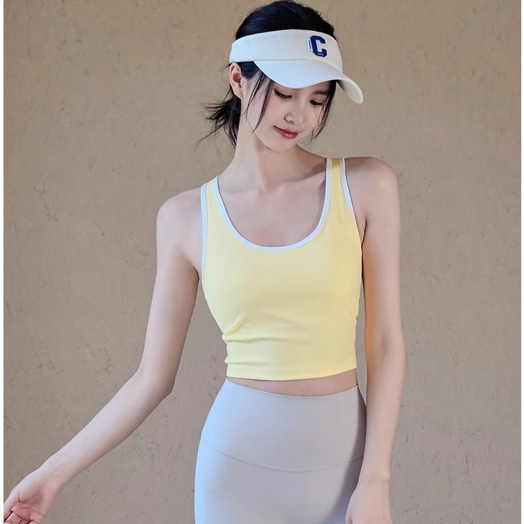Medium Strength I-Back Tank Top ชุดชั้นในโยคะและฟิตเนสดูดซับแรงกระแทกพร้อมแผ่นบราคงที่