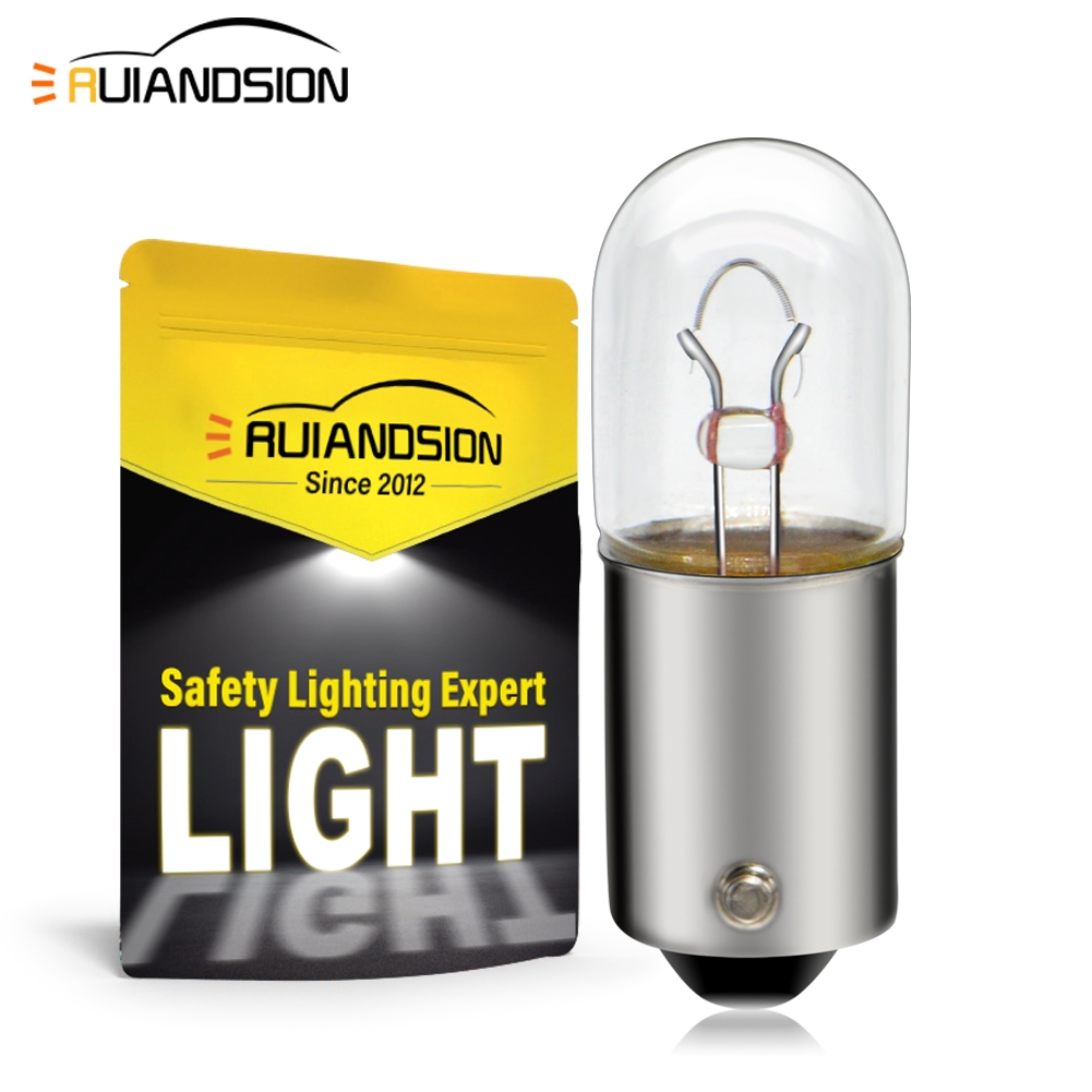 Ruiandsion BA9S หลอดไฟฮาโลเจน 6.3V 12V T4W W6W หลอดไฟภายในอัตโนมัติสําหรับ Dash Trunk สีขาวอบอุ่น