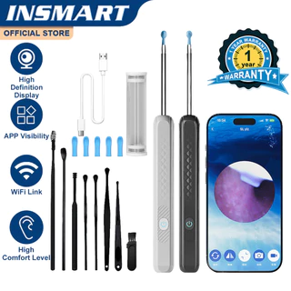 INSMART กําจัดขี้หู Ear พร้อมกล้อง High-Definition Visible กันน้ําไฟ LED Wireless Ear Pick Set