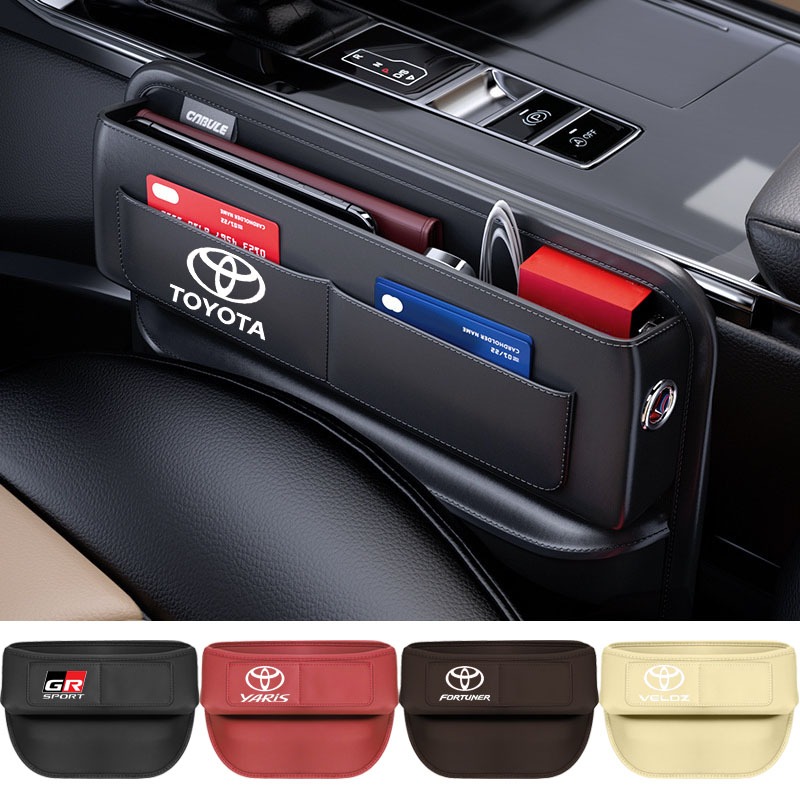 Toyota รถรอยแยกคอนโซลกลางกล่องเก็บหนังพร้อมช่องเสียบการ์ดหลายช่องสําหรับกระเป๋าเก็บคนขับและผู้โดยสาร VIos Yaris Corolla Cross Veloz Fortuner Rush raize GR Sport