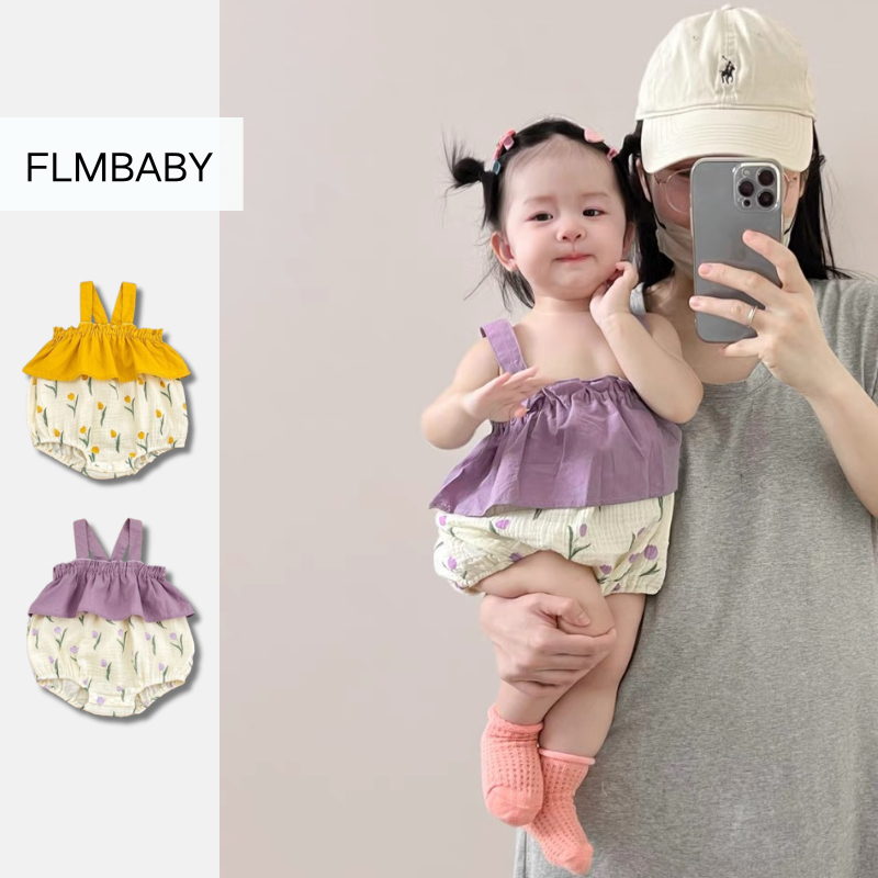 Free Headbandsbaby Girl Summer Floral Romper Baby Cute Princess Sleeve Romper