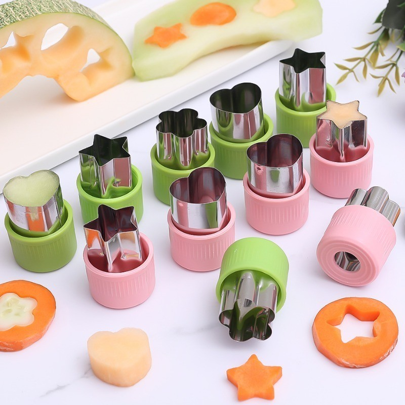 1pcs Mini Star Heart ดอกไม้รูปผลไม้เครื่องตัดผักสแตนเลส DIY คุกกี้เครื่องตัด Pastry บิสกิต Embosser เด็ก Bento แม่พิมพ์ครัว Gadgets