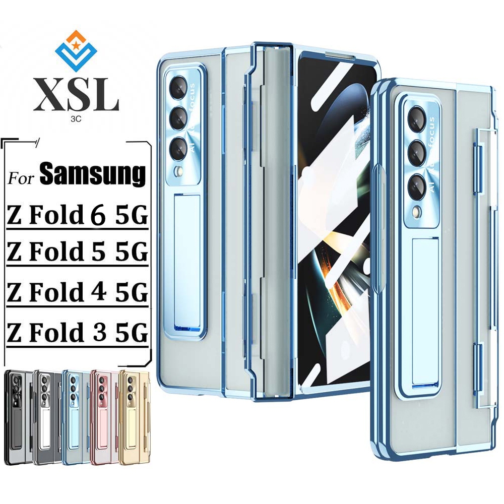 สําหรับ Samsung Galaxy Z Fold6 Fold5 Fold4 Fold3 case Electroplated เคสใส พร้อมปากกา