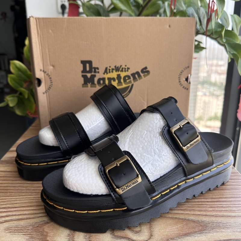 Women's Platform Slippers Men Dr. Martens Air Wair Genuine Leather Unisex Slippers