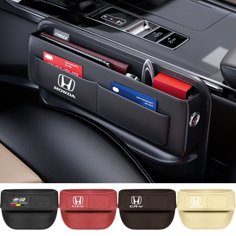 Honda รถรอยแยกคอนโซลกลางกล่องเก็บหนังพร้อมช่องใส่การ์ดหลายช่องสําหรับกระเป๋าเก็บคนขับและผู้โดยสาร City Civci Fit Jazz HRV BRV CRV Brio Accord Lead mobilio