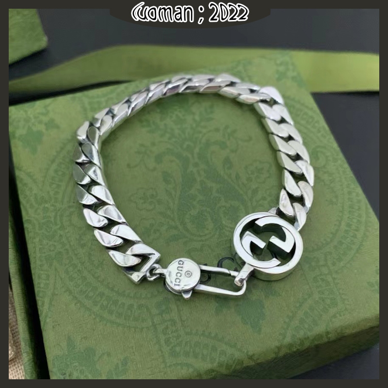 GUCCI กุชชี่ สร้อยข้อมือไฟ ก คู่สไตล์มินิมอลสําหรับผู้ชายและผู้หญิง