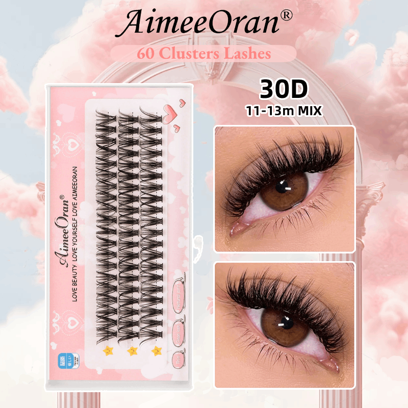 Aimeeoran 60 Clusters Lashes D Curl Volume ส่วนบุคคล Lashes Extensions 30D/40D Wispy Lashes Cluster 