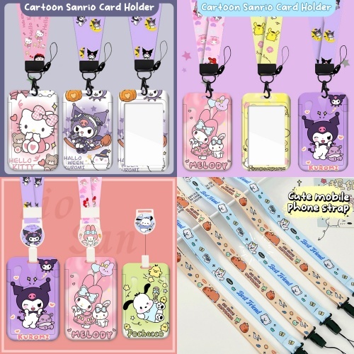 [trysingoin] ที่ใส่บัตรพร้อมสายคล้องคอ Sanrio ลายการ์ตูน ป้ายห้อยบัตรพนักงาน/บัตรนักเรียน