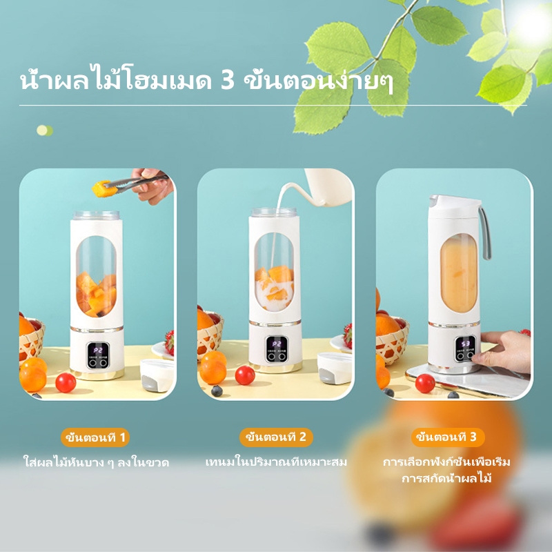 Nocclili แก้วปั่นแบบพกพา 450ML ใบมีดสแตนเลส 12 ใบ ปั่น/สับ/บด 3-in-1 เครื่องปั่นน้ำผลไม้พกพาสะดวก