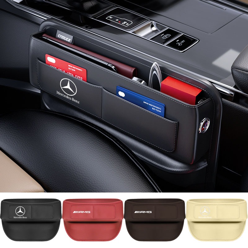 Mercedes Benz รถรอยแยกคอนโซลกลางกล่องเก็บหนังพร้อมช่องเสียบการ์ดหลายช่องสําหรับกระเป๋าเก็บคนขับและผู้โดยสาร A ระดับ C ระดับ E-level ระดับ S AMG GLA GLC GLB GLE