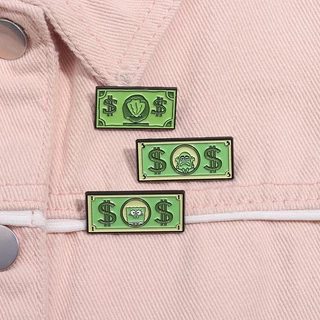 Creative Dollar ธนบัตรออกแบบเข็มกลัดโลหะการ์ตูนสัญลักษณ์เงิน Badge Lapel Pin แฟชั่นเสื้อผ้าอุปกรณ์เสริมเครื่องประดับของขวัญ
