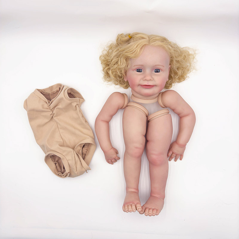 24 นิ้ว Reborn ตุ๊กตาชุด zoe ผมสีบลอนด์เหมือนจริงทาสี DIY ของเล่นตุ๊กตาชิ้นส่วนร่างกายและตา Handmade 3D ภาพวาดผิวหลอดเลือดดํา Bebe Reborn ชุด