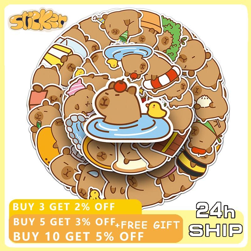 51pcs น่ารักการ์ตูน Capybara สติกเกอร์ Graffiti ตกแต่งสมุดภาพ DIY เด็กเครื่องเขียน Supply