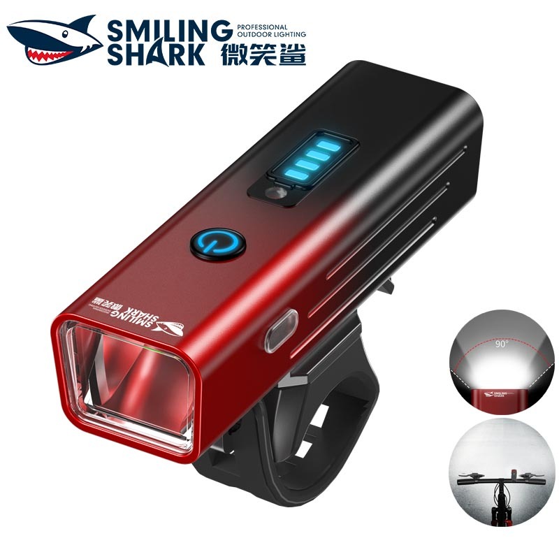 SmilingShark QX7142 ไฟจักรยาน LED ไฟจักรยาน Super Bright โคมไฟขี่กลางคืนพร้อมแตร USB ชาร์จได้ 4 โหมดกันน้ำสำหรับการขี่จักรยานตอนกลางคืน