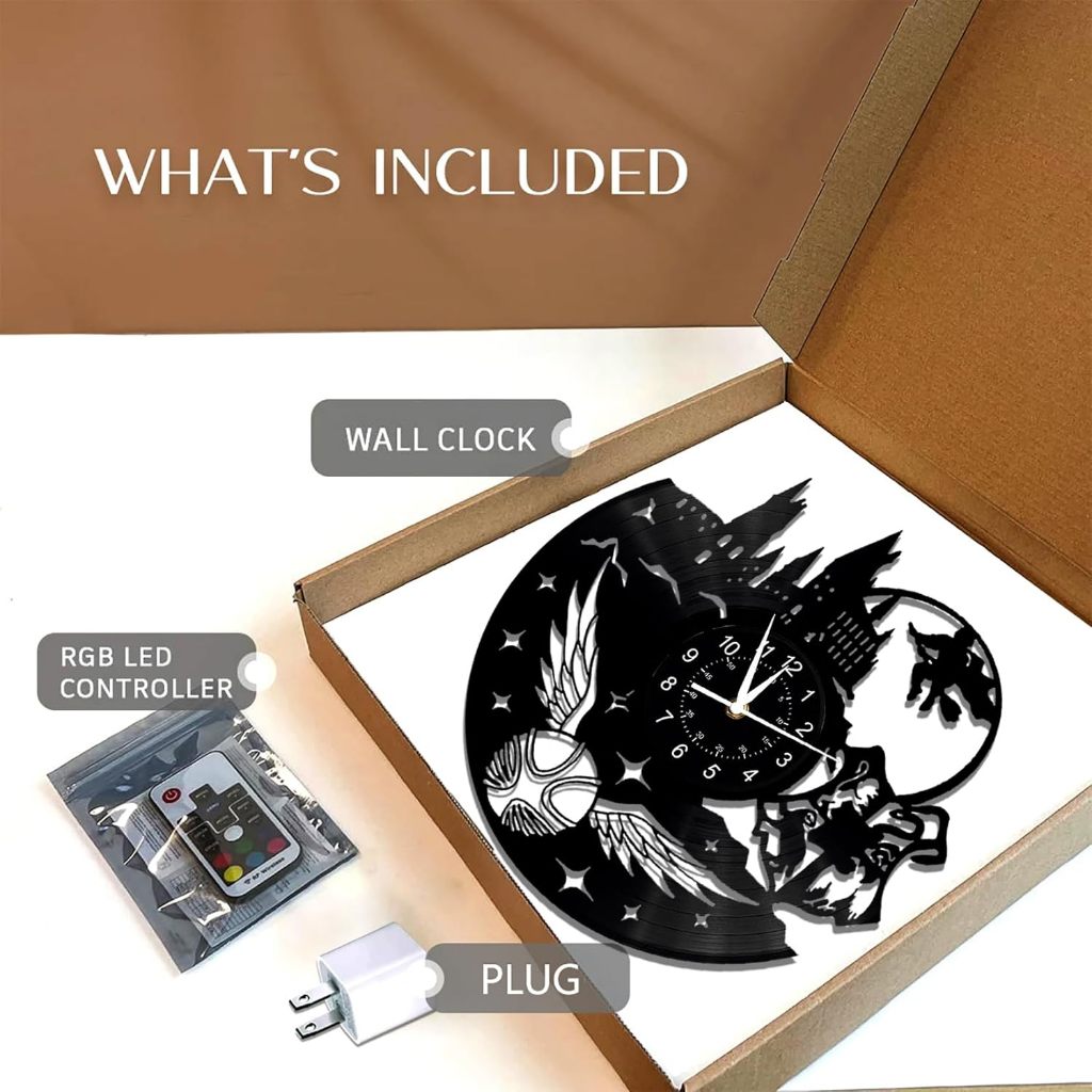ของขวัญนาฬิกาแขวนบันทึกไวนิล Harry Potter พร้อมโคมไฟกลางคืน 7 สี Harry Potter Wall Decor Merch - รูปที่ 6