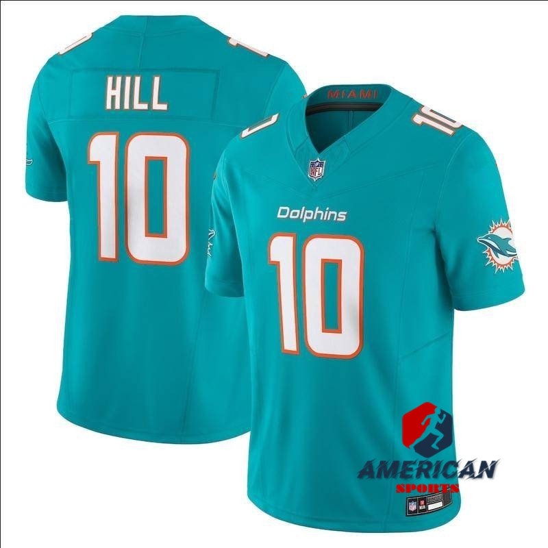 เสื้อบอล Miami Dolphins ลาย Tyreek Hill สีเขียว สำหรับผู้ชายLimited Edition
