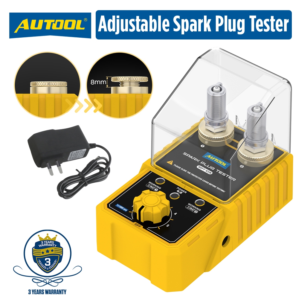 Autool Spark Plug Tester SPT105 ปรับรูทดสอบความสูง 6000RPM 12V รถ iridium Spark Tester