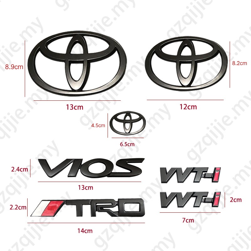 Toyota VIOS DUGONG 2007-2013 NCP93 สีดําด้าน โลโก้TOYOTA