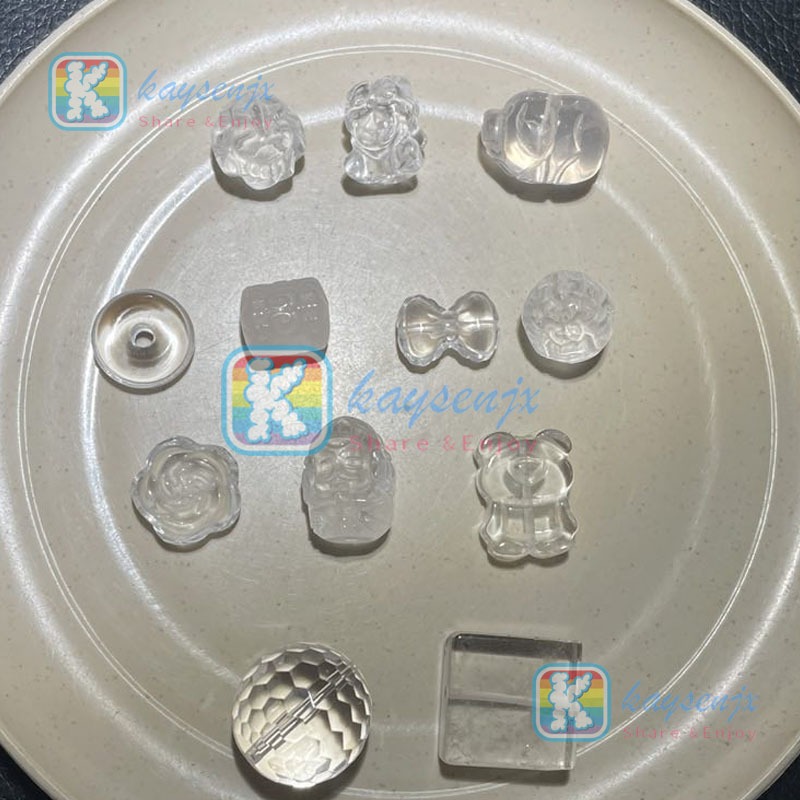 Kaysenjx ธรรมชาติ Clear Quartz Charms ดอกไม้ Dragon Nine tailed Fox Lucky Turn Ribbon Bear Charms สร้อยข้อมือ