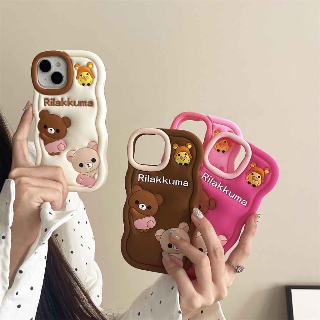 เคส Iphone สําหรับ 16ProMax 15ProMax 13 12 11 14ProMax TPU ซิลิโคน Soft Shell ลายหยัก Easy Bear