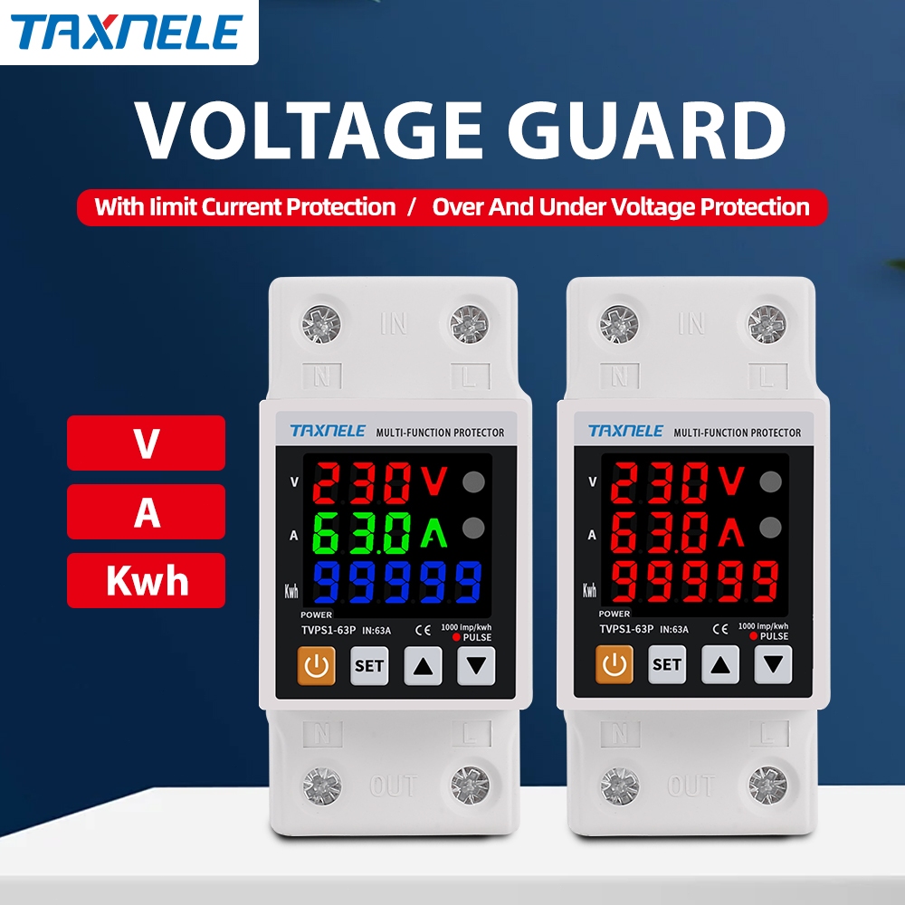 Taxnele ตัวป้องกันแรงดันไฟฟ้าเกิน 220V 63A KWH ปรับได้