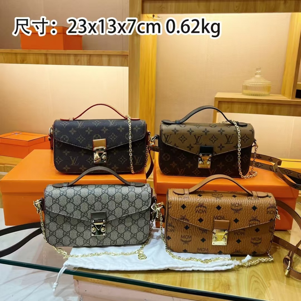 Lv GG MCM แฟชั่นหรูหรากระเป๋าสะพายแบรนด์สากลกระเป๋าสะพายข้างกระเป๋าสตางค์กระเป๋าผู้ชายและผู้หญิง