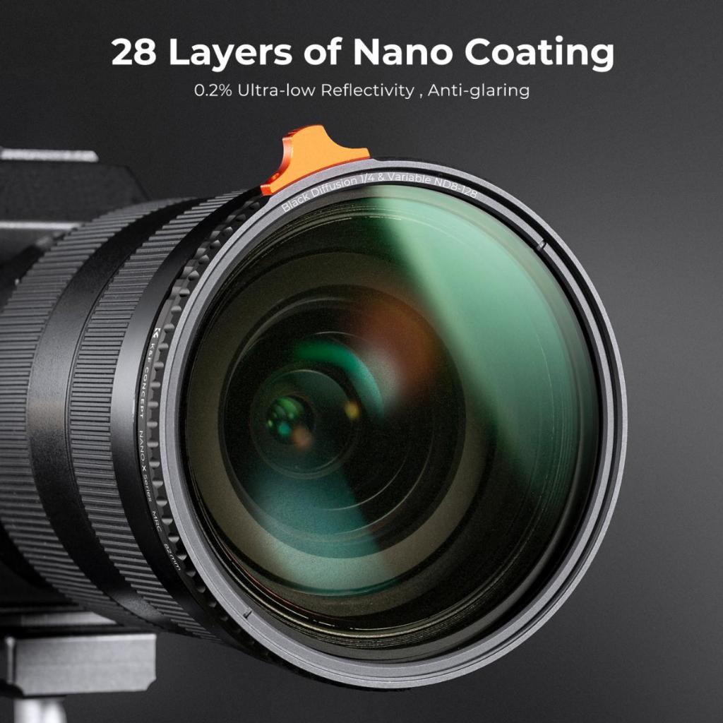 K&f CONCEPT Nano-X Black Mist 1/4 และ ND2-400 Filter 2 in 1 พร้อมป้องกันการสะท้อน 28 ชั้นสองด้าน