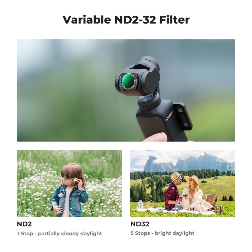 Magnetic CPL + Black Mist 1/4 + VND(1 ถึง 5 หยุด) ชุดกรองสําหรับ DJI Osmo Pocket 3,Multi-Coated/HD Optical Glass/Gimbal Compatible
