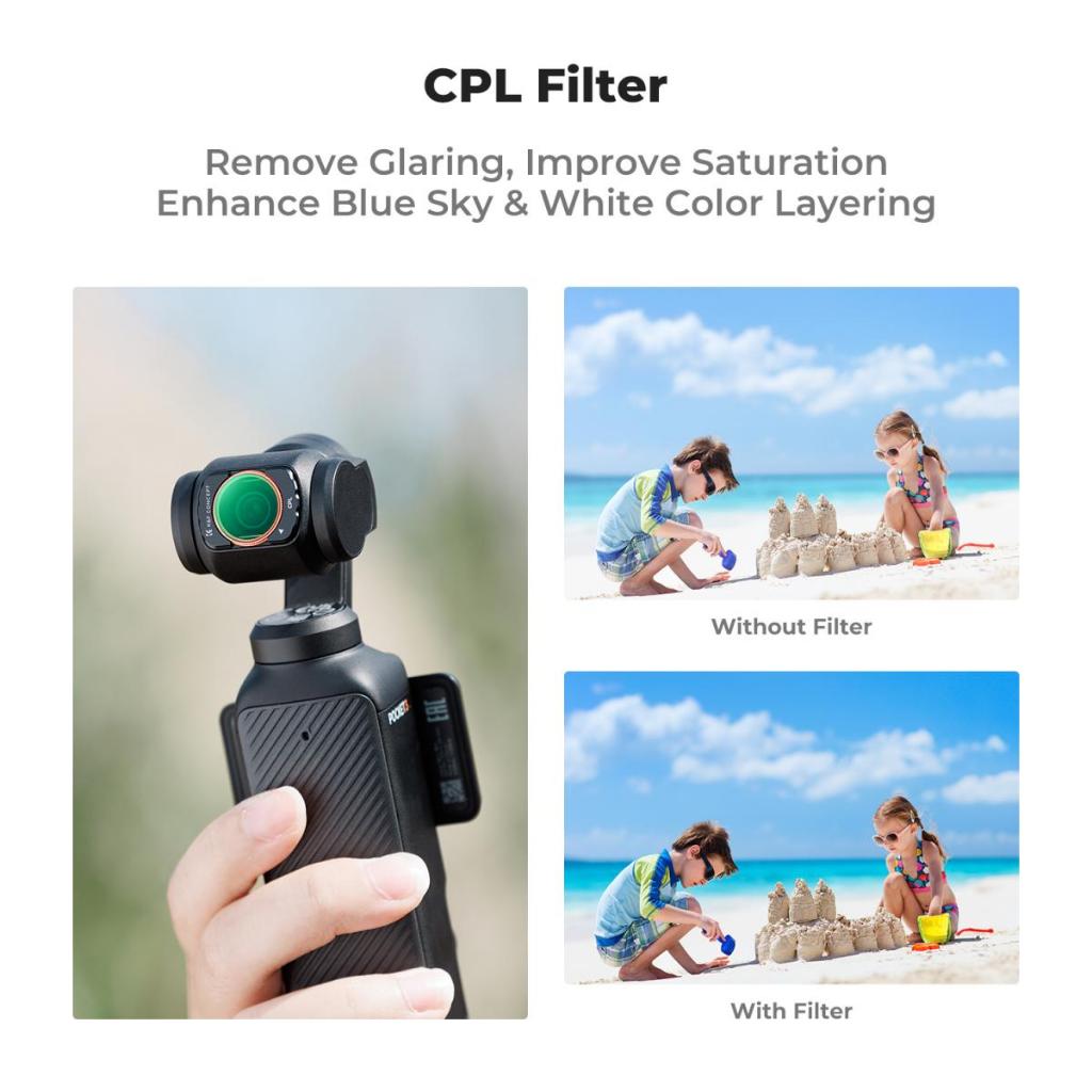 Magnetic CPL + Black Mist 1/4 + VND(1 ถึง 5 หยุด) ชุดกรองสําหรับ DJI Osmo Pocket 3,Multi-Coated/HD Optical Glass/Gimbal Compatible