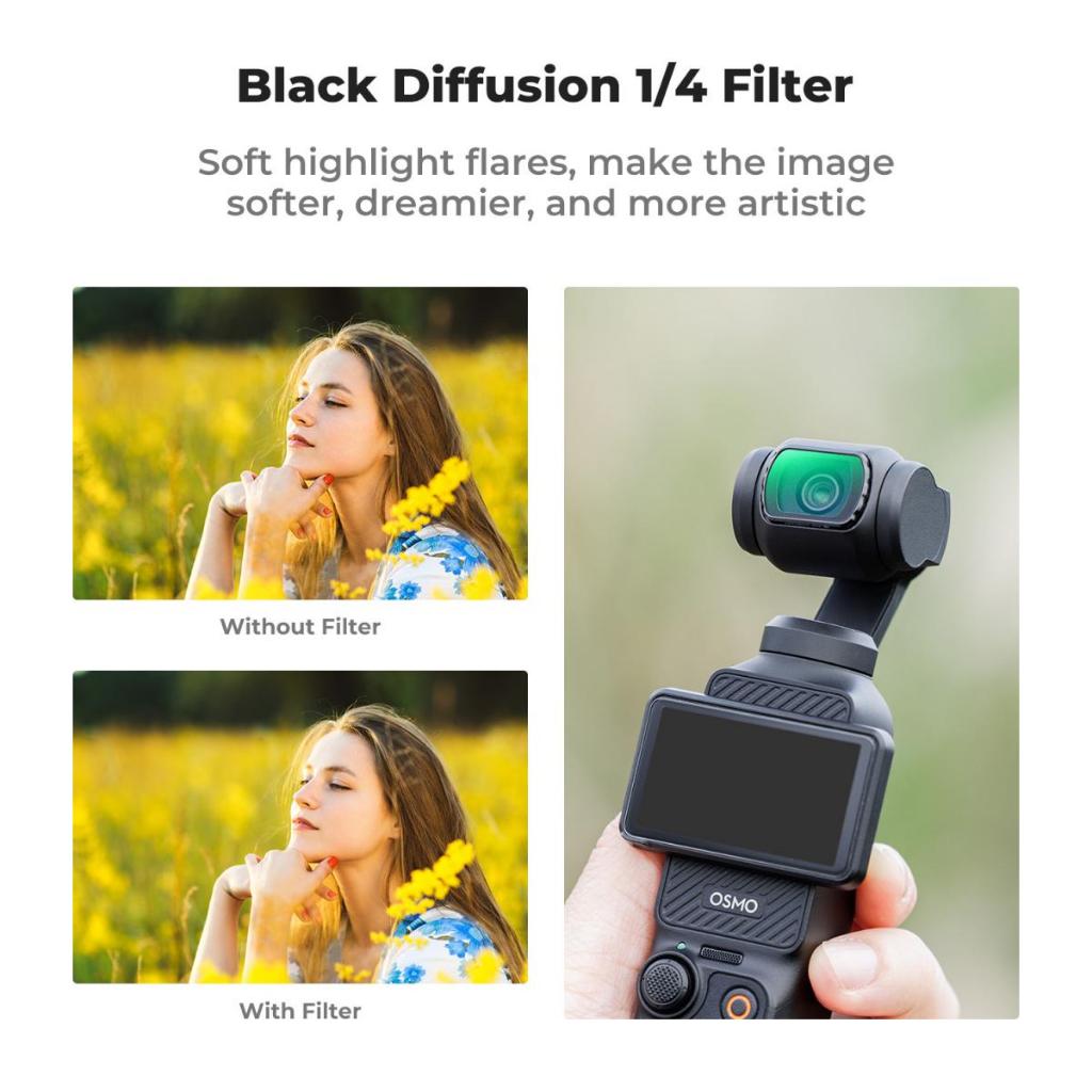 Magnetic CPL + Black Mist 1/4 + VND(1 ถึง 5 หยุด) ชุดกรองสําหรับ DJI Osmo Pocket 3,Multi-Coated/HD Optical Glass/Gimbal Compatible