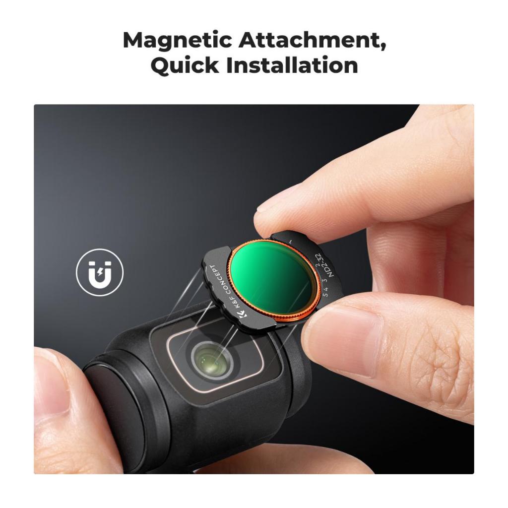 Magnetic CPL + Black Mist 1/4 + VND(1 ถึง 5 หยุด) ชุดกรองสําหรับ DJI Osmo Pocket 3,Multi-Coated/HD Optical Glass/Gimbal Compatible