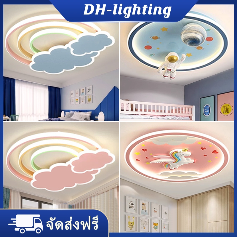 นอร์ดิกห้องเด็กโคมไฟเพดานทันสมัยเรียบง่าย LED ห้องนอนโคมไฟเมฆการ์ตูนสายรุ้งสร้างสรรค์โคมไฟตกแต่ง 13