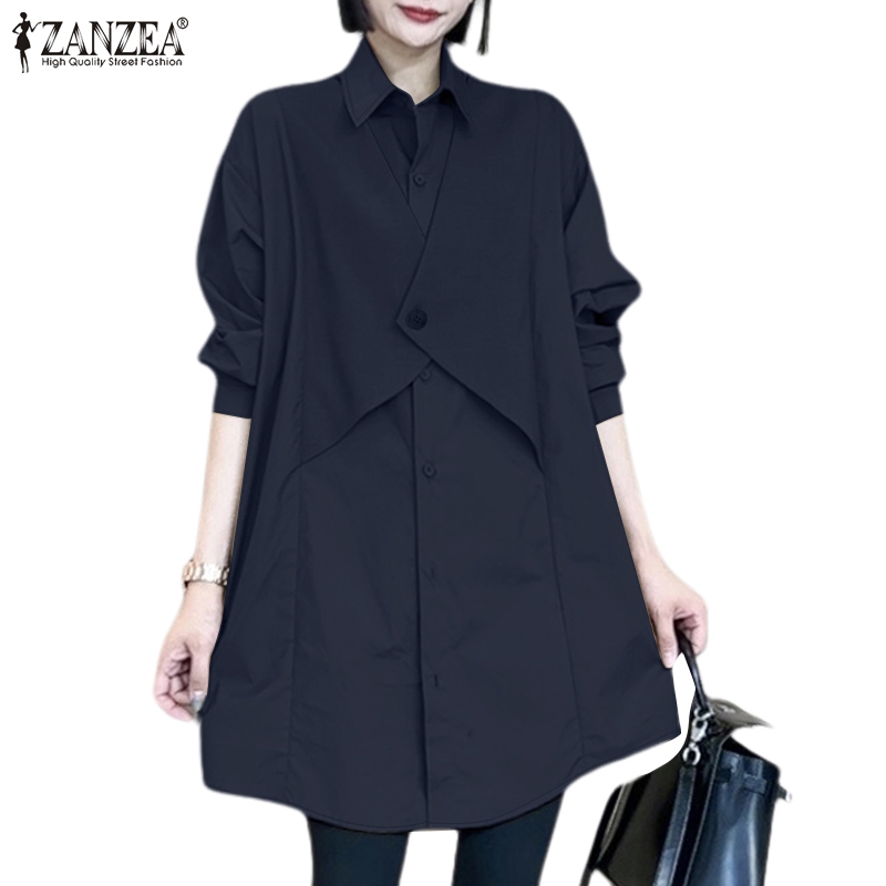Zanzea เสื้อเชิ้ตแขนยาวปิดไหล่สไตล์เกาหลีสําหรับผู้หญิง