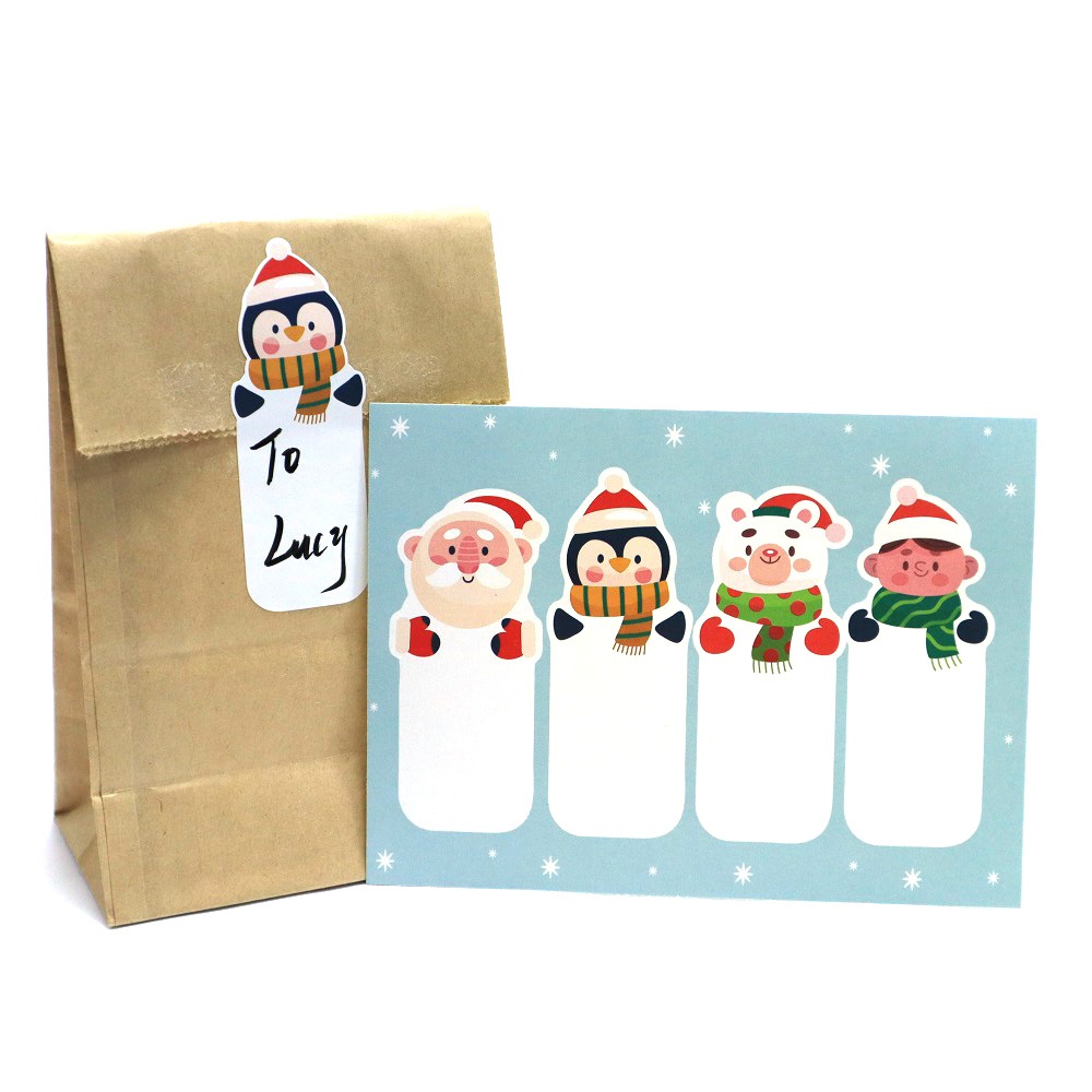 100 ชิ้น/แพ็คคริสต์มาสสไตล์เปล่าชื่อสติกเกอร์ส่วนบุคคลของขวัญตกแต่งฉลากการจําแนกประเภทสติกเกอร์
