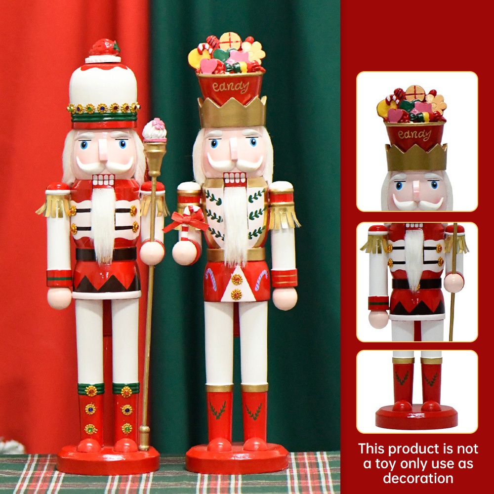 38 ซม.คริสต์มาส Nutcracker ตัวเลข Nutcracker ทหาร Nutcracker เครื่องประดับสําหรับชั้นตกแต่ง Handmade Nutcracker เครื่องประดับ