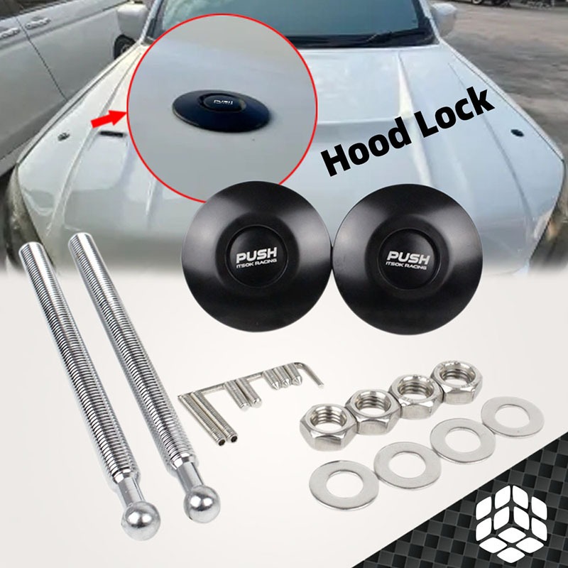 【MYJX】2PCS ปุ่มกด Bonnet Hood Pin ล็อคชุดคลิป Universal Racing Quick Release Latch เครื่องยนต์ Bonnets
