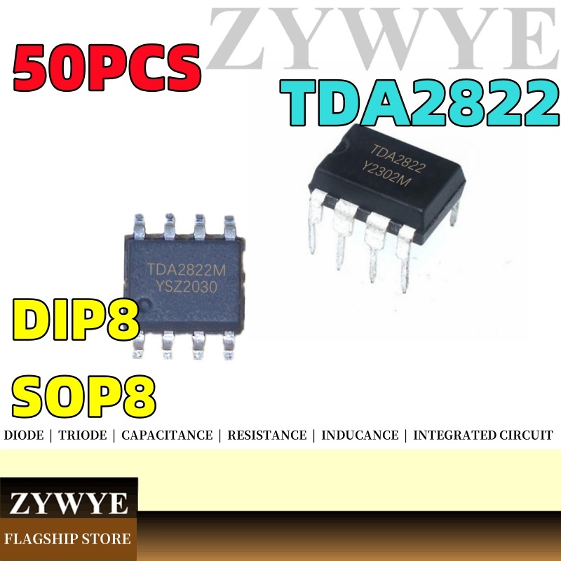 50pcs TDA2822 ชิป TDA2822M IC 2822 2822D TDA2822G TDA2822L เครื่องขยายเสียง In-Line DIP Patch SOP