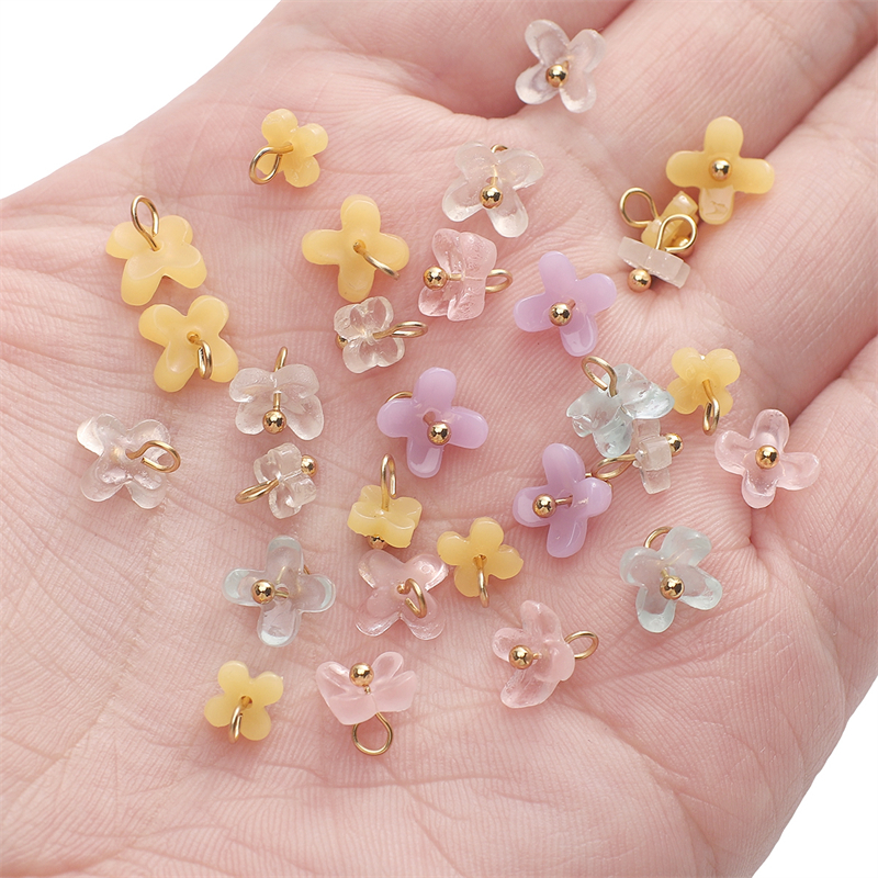 [5/7 มม.] เรซิ่น Osmanthus จี้มินิดอกไม้จี้ดอกไม้ Charm DIY ต่างหูดอกไม้ String จี้ทําด้วยมือประณีต 5 ชิ้น/ถุง