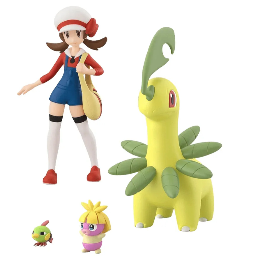 Bandai Pokémon Scale World - ภูมิภาค Johto Kotone Bayleaf Muchul ของเล่นฟิกเกอร์อนิเมะ