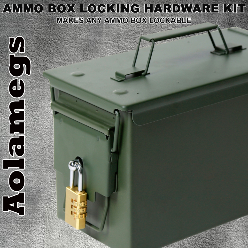 Aolamegs Keyhole สไตล์กล่องโลหะกล่องเครื่องมือ 50 CAL กล่องเก็บของกันน้ํากล่องเก็บของเหล็ก Heavy Locking Bolt