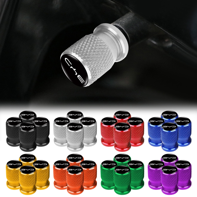 4pcs อลูมิเนียมยางรถป้องกันฝุ่นหมวกเกลียวรถ Tyre Stem สําหรับ BYD Atto 3 หยวน Plus F3 E6 F0 G3 I3 Ea