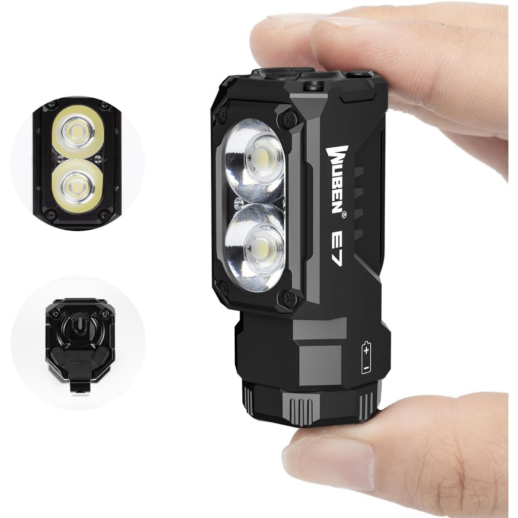 WUBEN E7 1800 Lumens ไฟฉายแบบชาร์จไฟขนาดเล็กพร้อมแม่เหล็ก-6 โหมดไฟฉาย EDC สว่างเป็นพิเศษ, LED แบบชาร