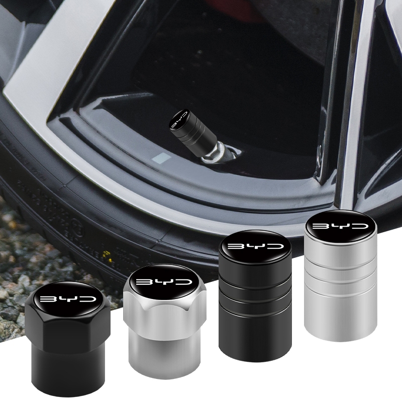 4pcs อลูมิเนียมวาล์วรถ Anti-ฝุ่นหมวกหกเหลี่ยม/Cylindrical รถยาง Core สําหรับ BYD Atto 3 หยวน Plus F3