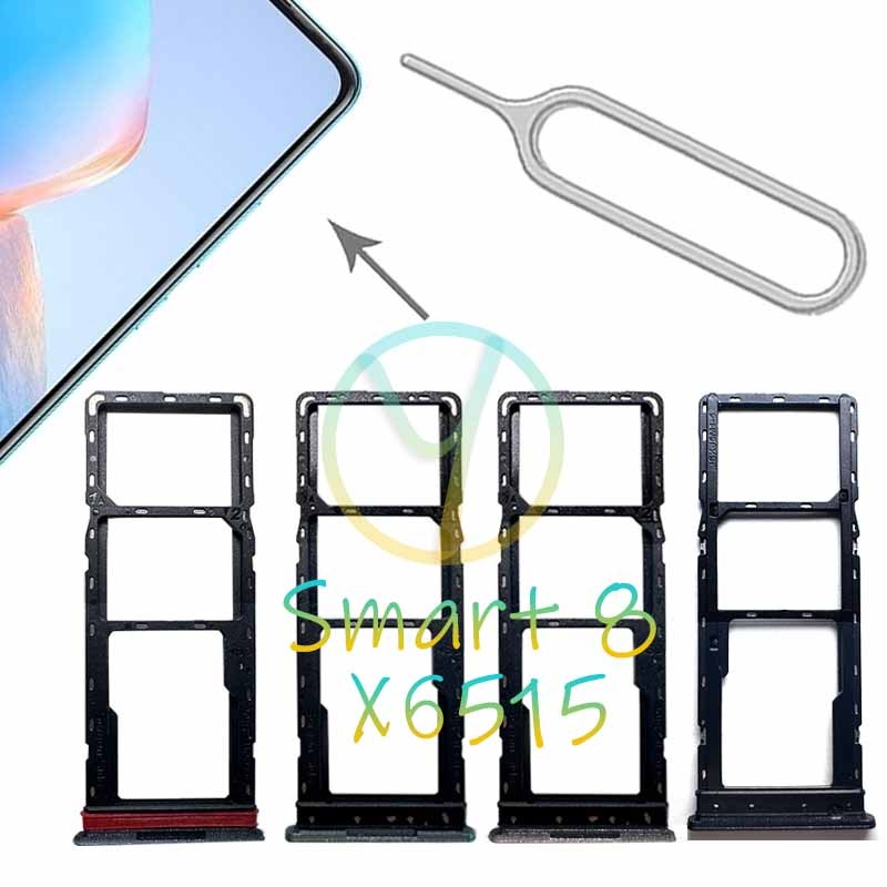 ถาดซิมการ์ดสําหรับ Infinix Smart 8 X6525 ซิมการ์ดเชื่อมต่อซ็อกเก็ตที่ใส่ถาดอะแดปเตอร์คอนเทนเนอร์พร้อม Pin