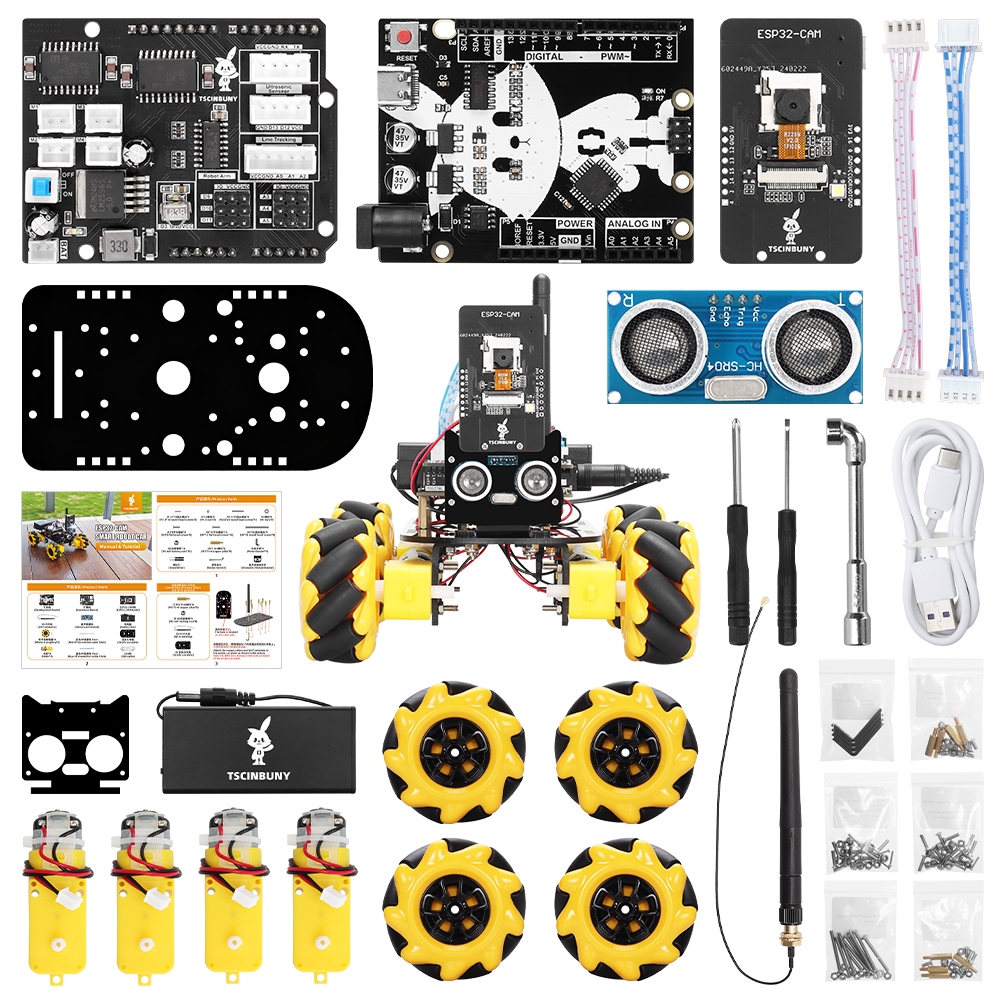 Tscinbuny ใหม่ ESP32 สมาร์ทหุ่นยนต์รถชุดสําหรับ Arduino UNO R3 โครงการ Wifi อัจฉริยะหุ่นยนต์การเขียนโปรแกรมการศึกษา Starter Kit