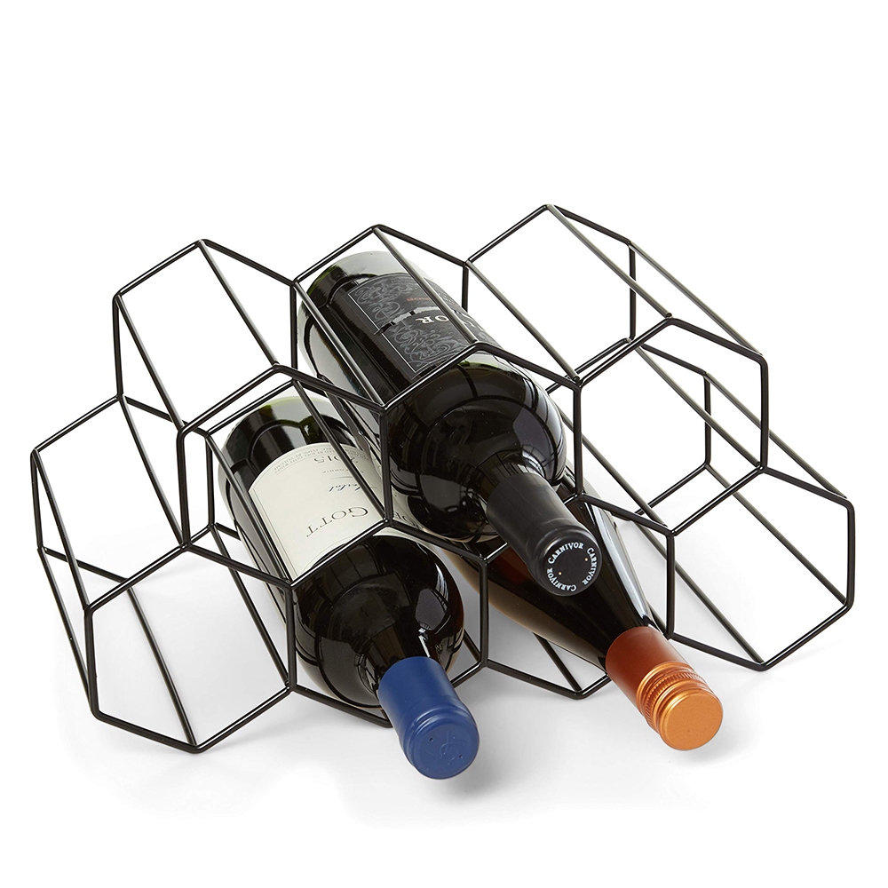 Red Wine Rack ชั้นวางไวน์รังผึ้งโลหะ ชั้นเก็บไวน์แบบตั้งสาย,ชั้นวางขวดไวน์โลหะเคาน์เตอร์